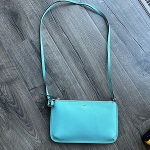 2/$70 Kate Spade ♠️ crossbody purse turquoise blue zipper long strap broken